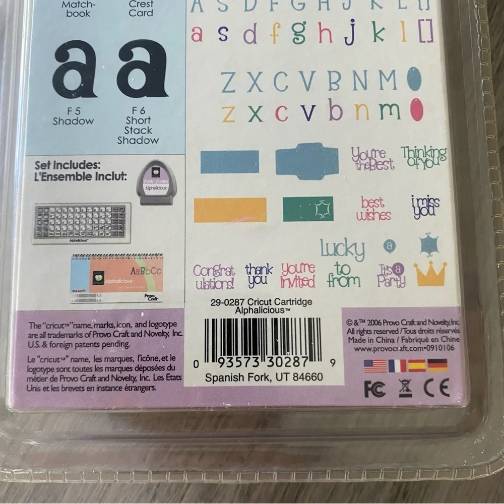 Cricut Alphalicious Cartridge - Still in wrapper Provo Craft Letter Cutter